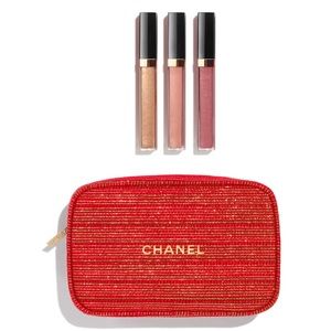 Authentic Chanel Holiday 2022 lip trio gift set with red pouch. BNIB